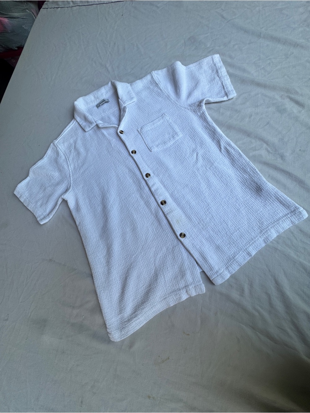 Cotton On Casual Dress White Short Sleeve Button-Up Shirt men's size Large